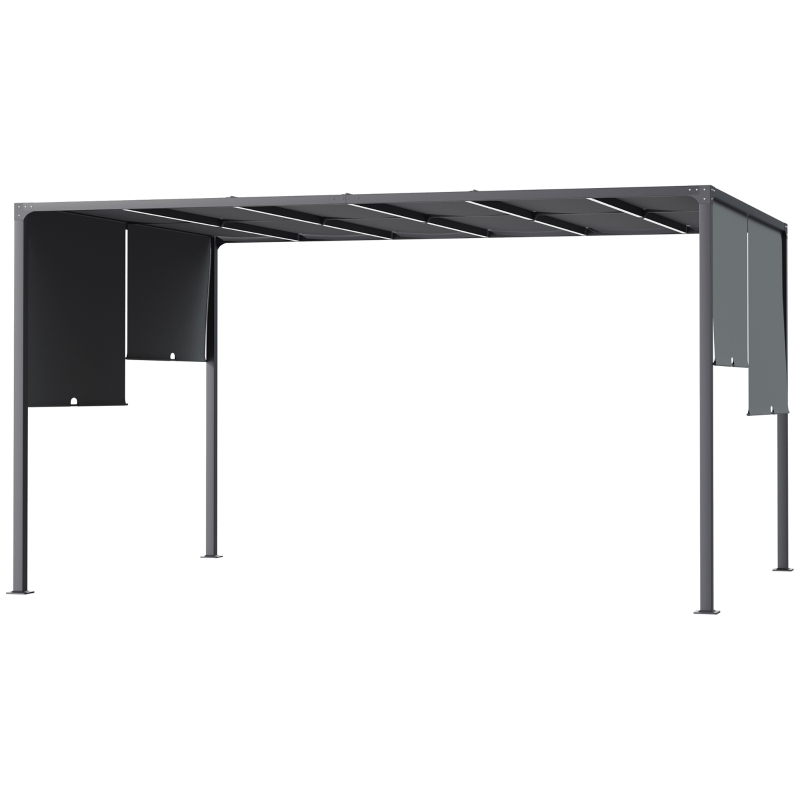 Best 3(m) x 4m Metal Pergola with LED Lights, Outdoor Garden Pergola with Sliding Roof, Solar Powered, for BBQ, Lawn, Dark Grey - Image 11