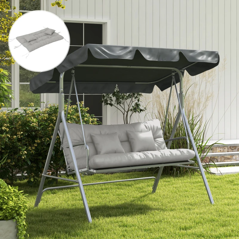 Best Back and Seat Cushion Replacement with 2 Pillows, Patio Chair Cushions Set with Ties, Light Grey - Image 7