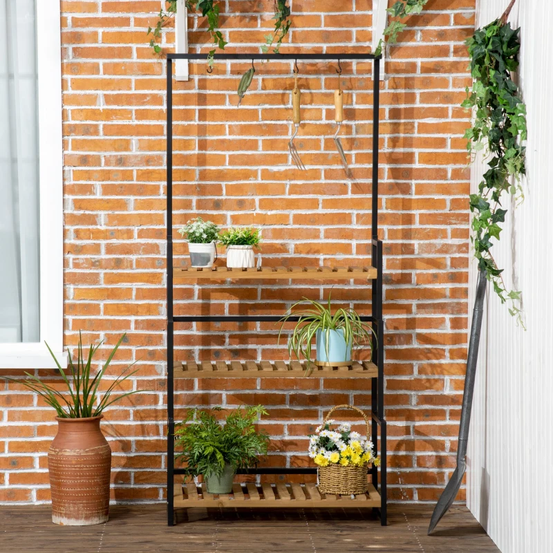 Best 3 Tiered Plant Stand with Hanging Hooks, Flower Rack Shelf for Indoor Outdoor Porch Balcony Living Room Bedroom - Image 7