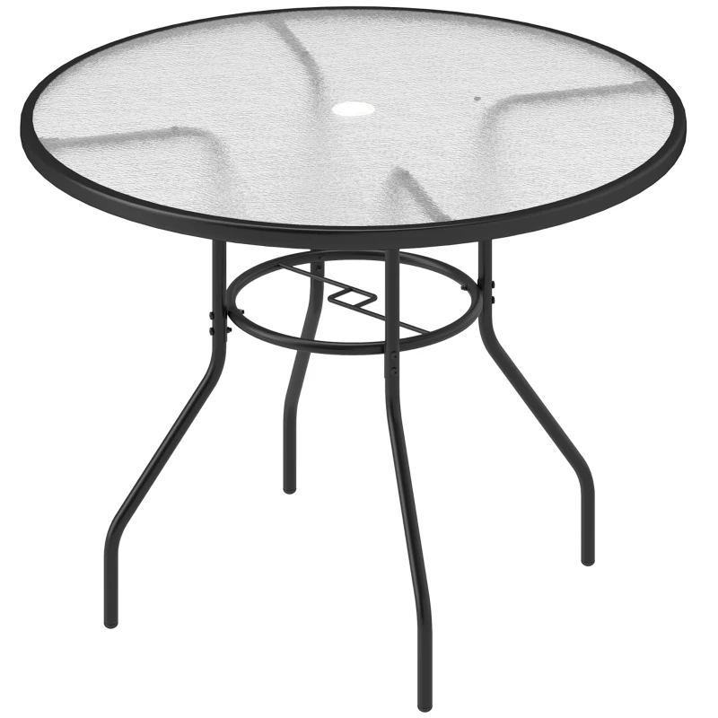 Best Glass-Top Garden Table, with Parasol Hole - Black