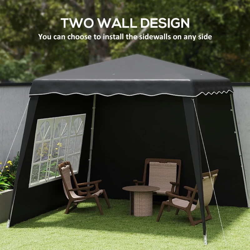 Best 2.4 x 2.4m Two Wall Pop Up Gazebo - Black - Image 4