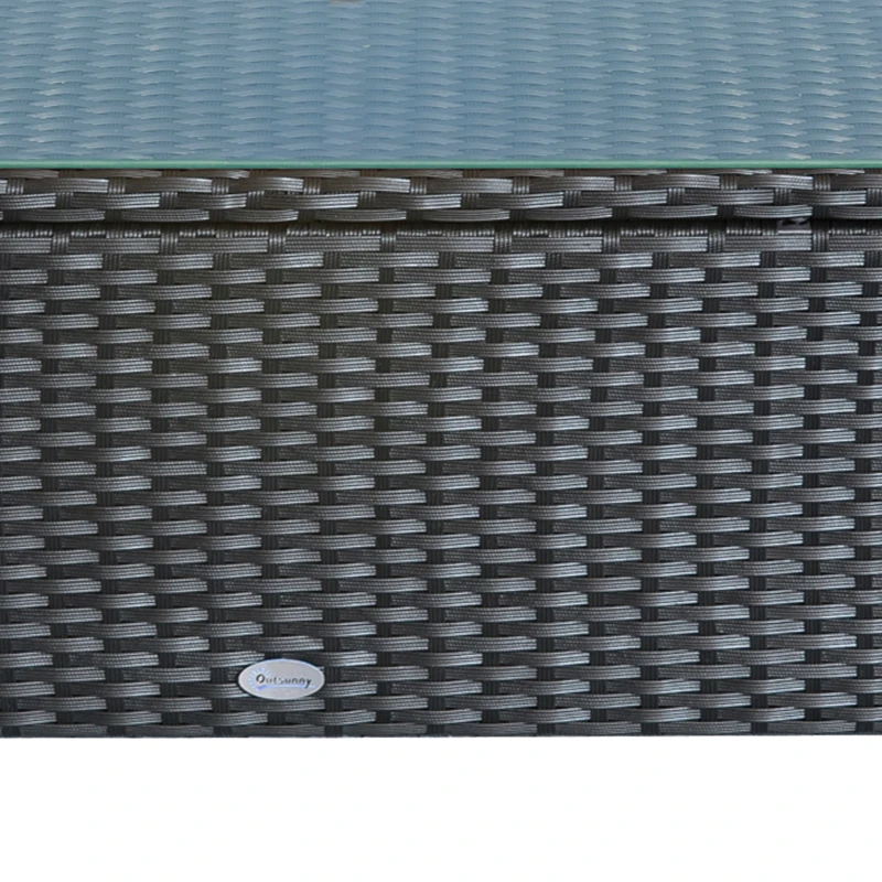 Best PE Rattan Coffee Table, Rectangular Outdoor Coffee Table with Tempered Glass Top, 70 KG Capacity for Garden, Balcony, Terrace, Patio, Black - Image 6