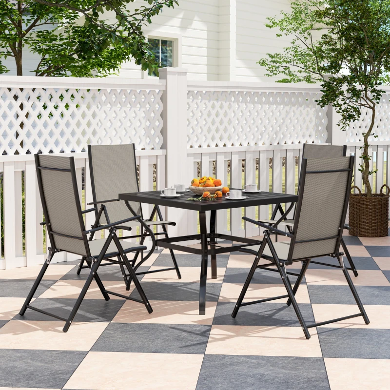 Best Five-Piece Steel Frame Patio Set - Khaki/Black - Image 2