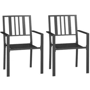 Best Set of Two Minimal Metal Garden Chairs - Black