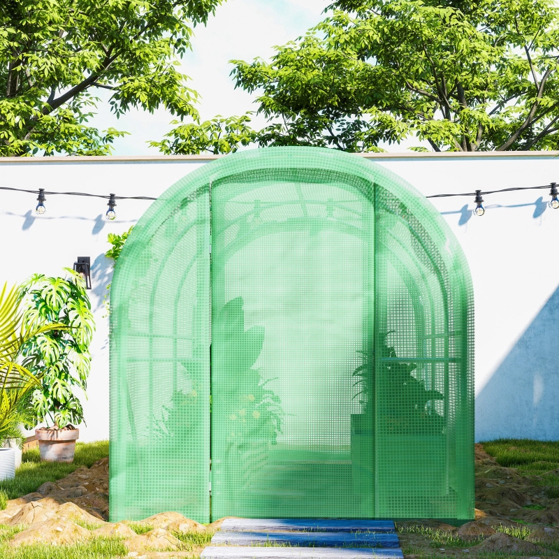 Best 3 x 2 x 2m Polytunnel Greenhouse with Hinged Door, Walk-in Grow House Tent with PE Cover and Galvanised Steel Frame, Green - Image 9