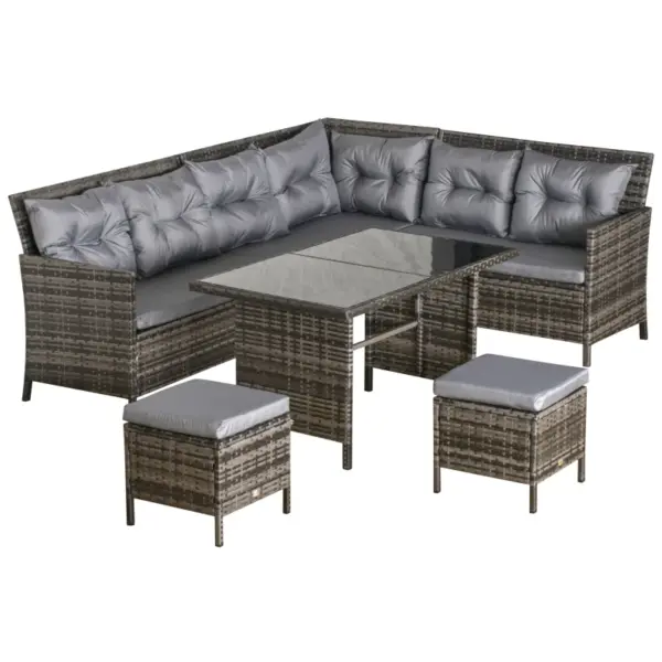 Best 8 Seater Patio wicker Sofa Set ,Outdoor Couch with Table & Cushions, Grey