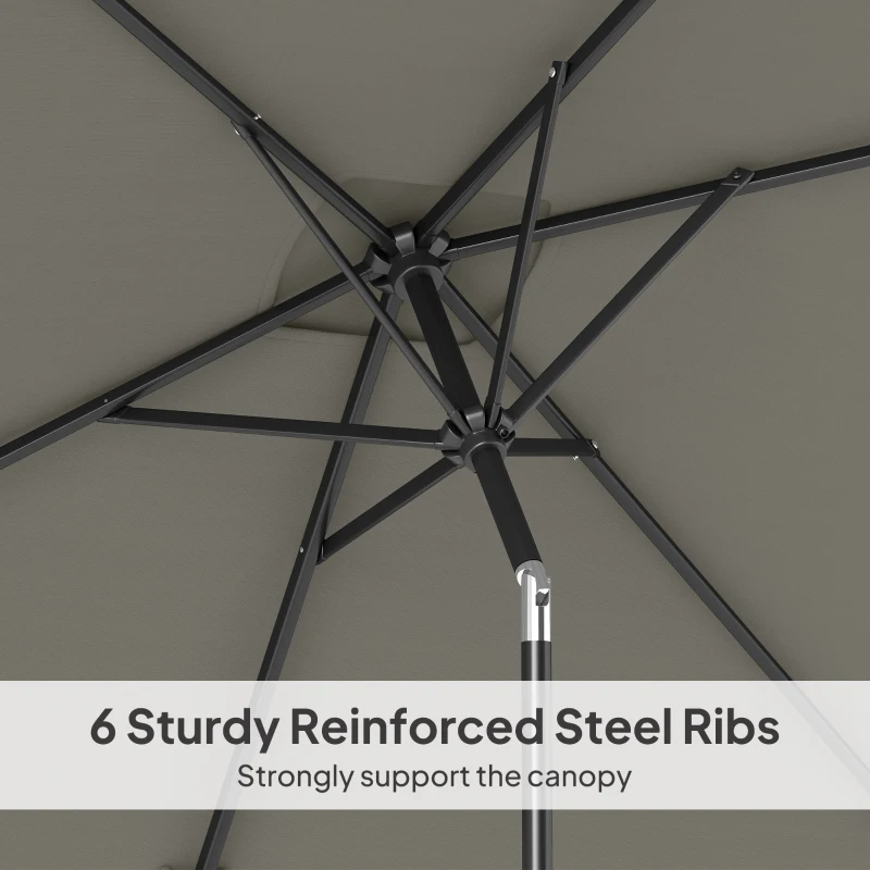 Best 3x2m Patio Parasol Garden Umbrellas Canopy with Aluminium Tilt Crank Rectangular Sun Shade Steel, Light Grey - Image 7