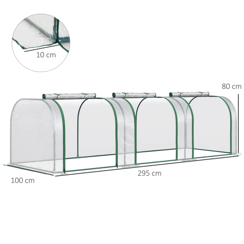 Best PVC Tunnel Greenhouse Green Grow House Steel Frame for Garden Backyard with Zipper Doors 295x100x80 cm, Clear - Image 3