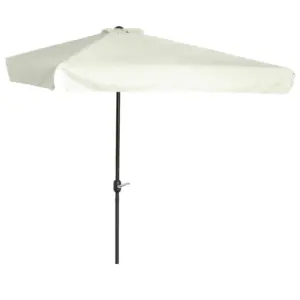 Best 2.3m Half Parasol Semi Round Umbrella Patio Metal Frame Crank Handle for Balcony-- NO BASE INCLUDED, Off-White
