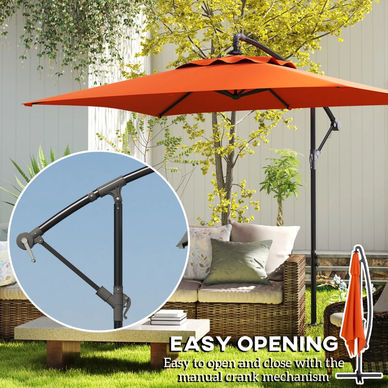Best 3(m) Cantilever Overhanging Parasol, with Cross Base - Orange - Image 4