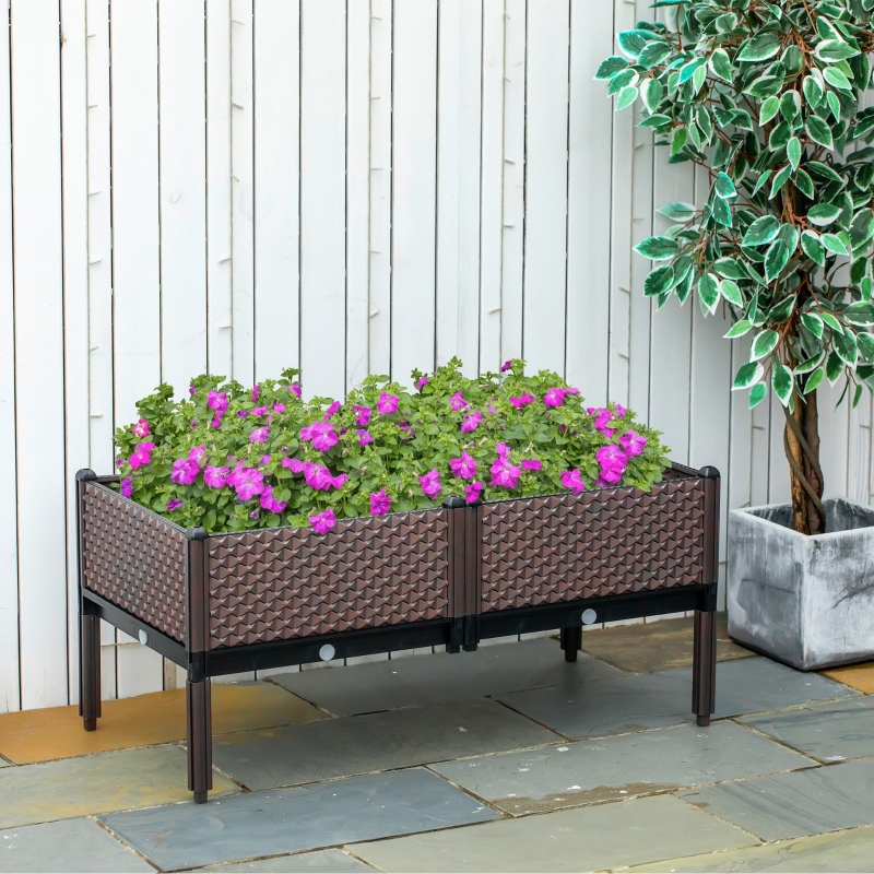 Best 50cm x 50cm x 46.5cm Set of 2 41L Garden Raised Bed, Elevated Planter Box, Flower Vegetables Planting Container with Self-Watering Design and Drainage Holes - Image 10