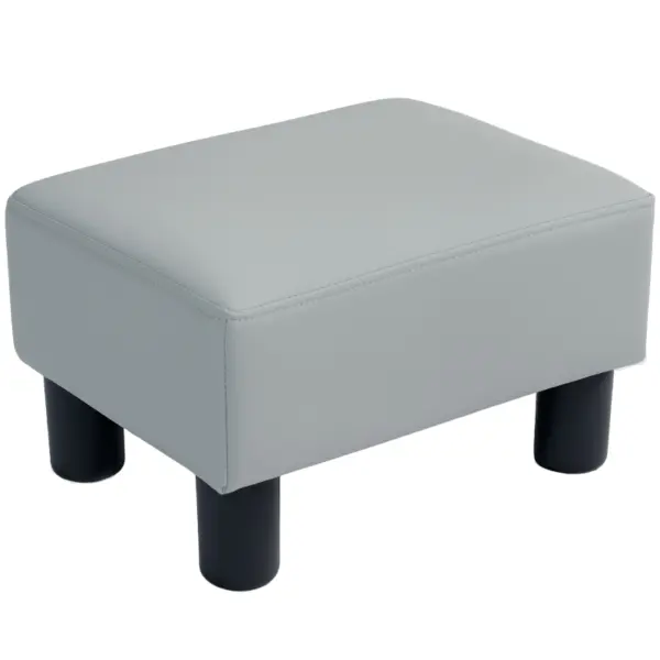 Best PU Leather Footstool with 4 Plastic Legs, Grey