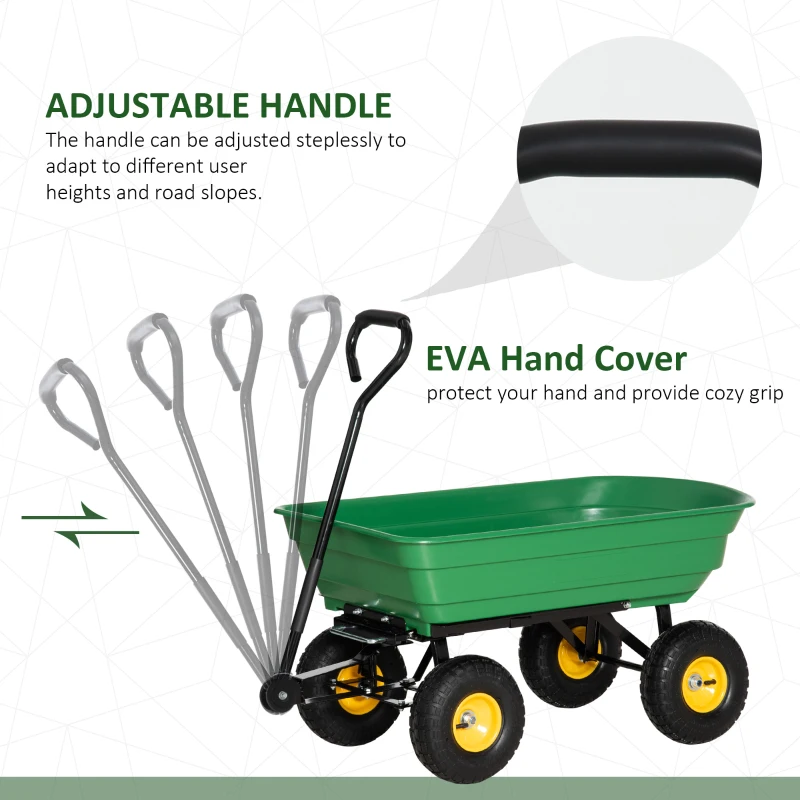 Best 75 Litre Large Garden Cart, Tipping Wheelbarrows Heavy Duty Garden Dump Trolley 200kg Capacity for Festivals, Tools, Plants, Logs - Green - Image 6