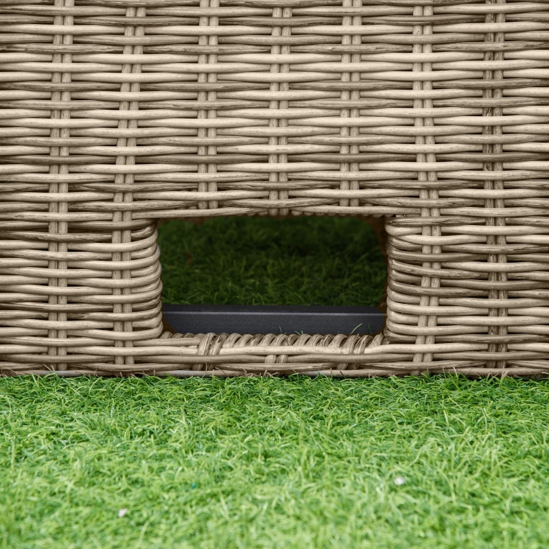 Best 5 Pieces Outdoor PE Rattan Round Garden Daybed with Cushions, Aluminium Patio Furniture Set Lounge Chair Conversation Sofa Set with Liftable Coffee Table and Protect Cover, Grey - Image 10