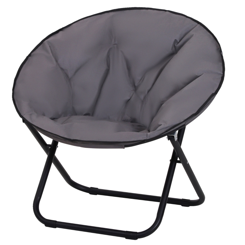 Best Garden Folding Portable Padded Saucer Moon Chair Padded Round Outdoor Camping Travel Fishing Seat Grey - Image 11