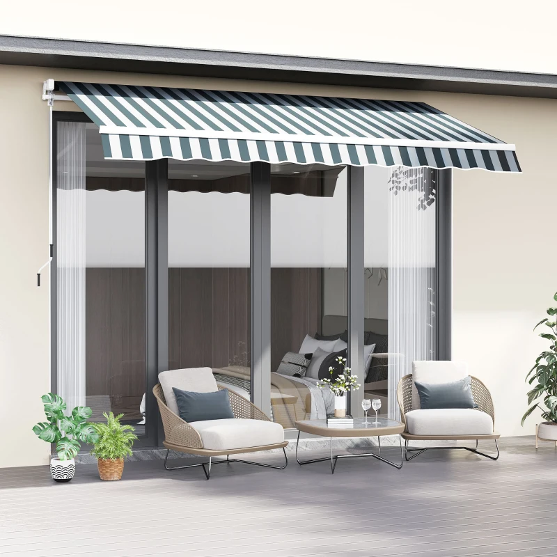 Best Retractable Awning, 2.5x2 m-Dark Green/White - Image 2