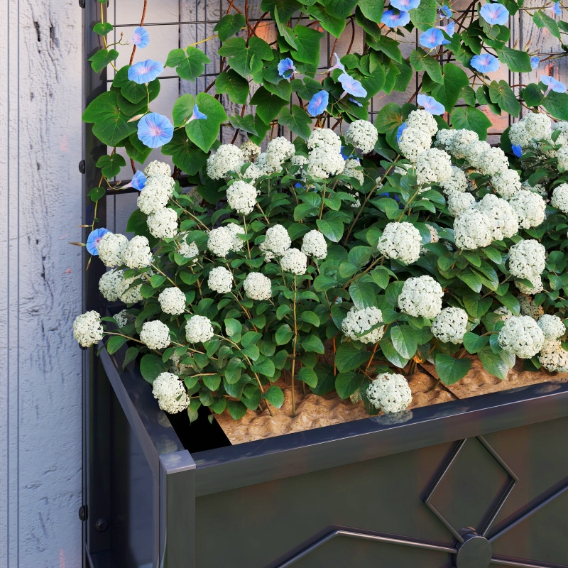 Best Raised Bed for Garden with Trellis, Galvanised Planter Box with Diamond Pattern, Drainage Holes for Vegetables, Herbs and Flowers, 90 x 40 x 120 cm, Black - Image 9