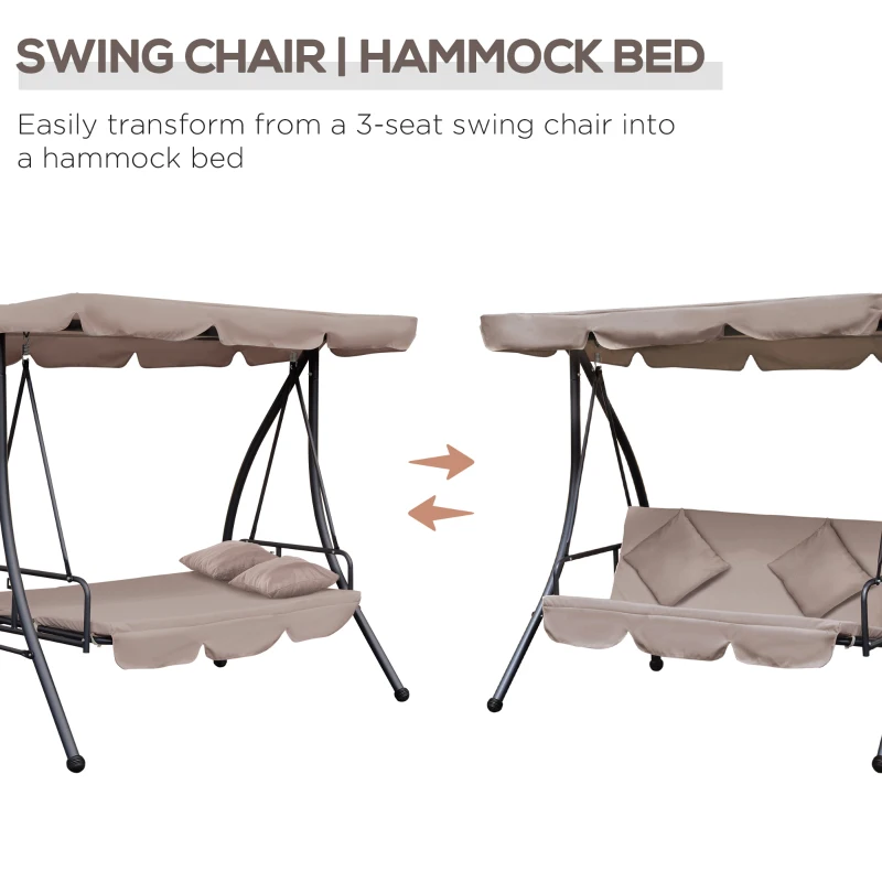 Best 3-Seater Swing Chair, Steel, Polyester-Beige - Image 6