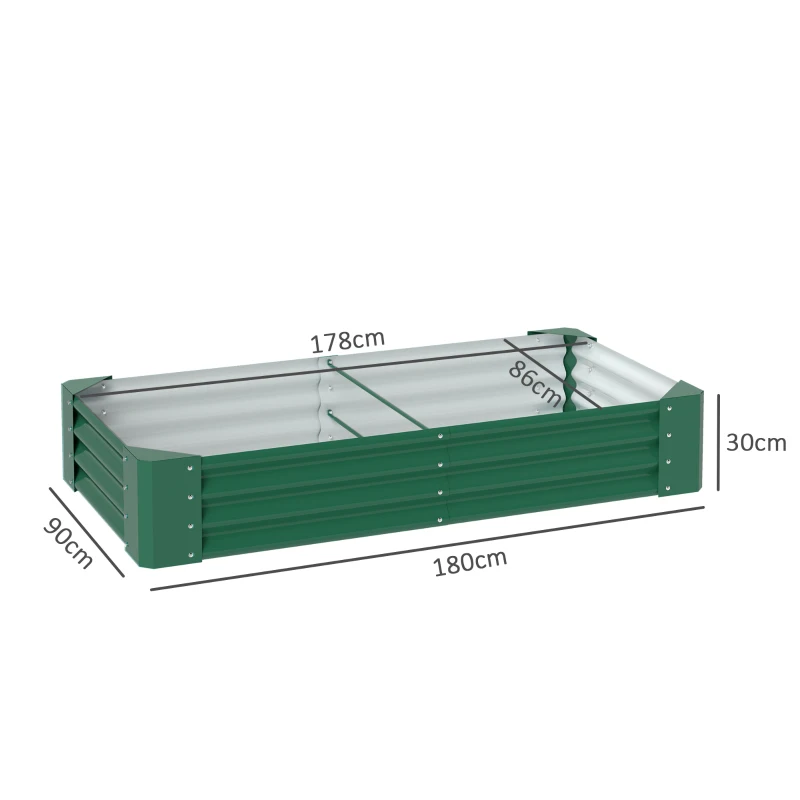 Best 180 x 90cm Galvanised Steel Open Planter - Green - Image 3