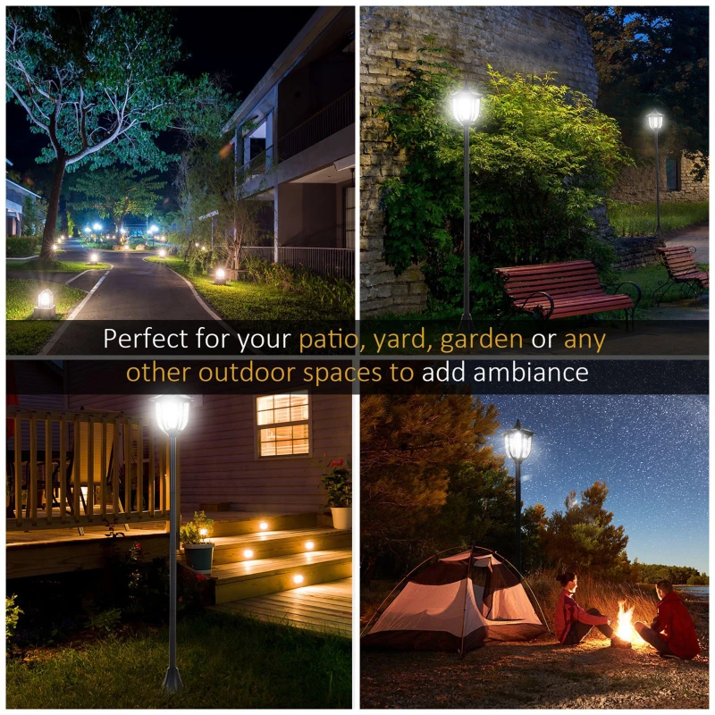 Best Outdoor Garden Solar Post Lamp Photosensitive LED Lantern Bollard Pathway 1.2M Tall Black - Image 5