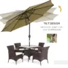 Best 2.7m Patio Garden Umbrella Outdoor Parasol with Tilt Crank and 24 LEDs Lights (Brown) - Image 6