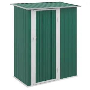 Best 5ft x 3ft Metal Garden Storage Shed, Outdoor Tool Shed with Sloped Roof, Lockable Door for Tools, Equipment, Green