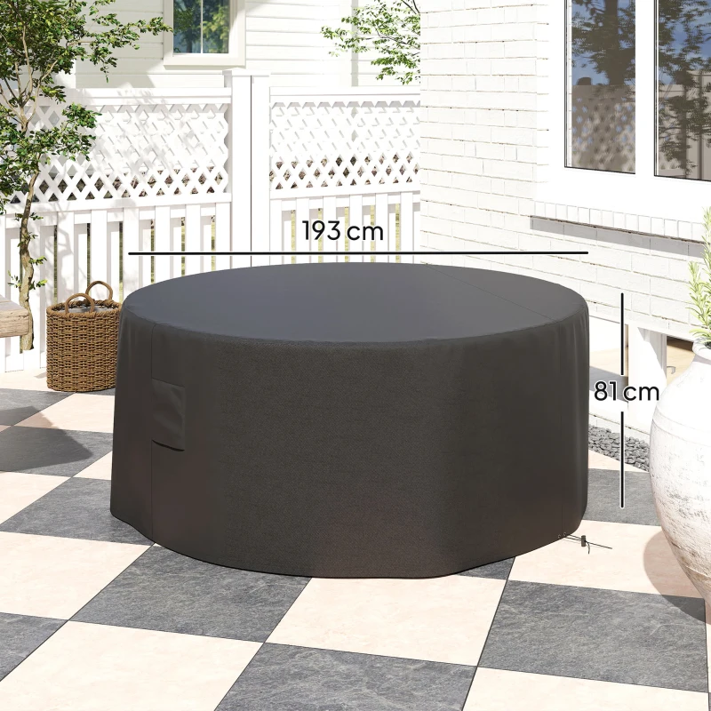 Best Garden Patio Large Furniture Set Round Cover 600D Oxford Waterproof, Ф193 x 80H cm, Black - Image 3