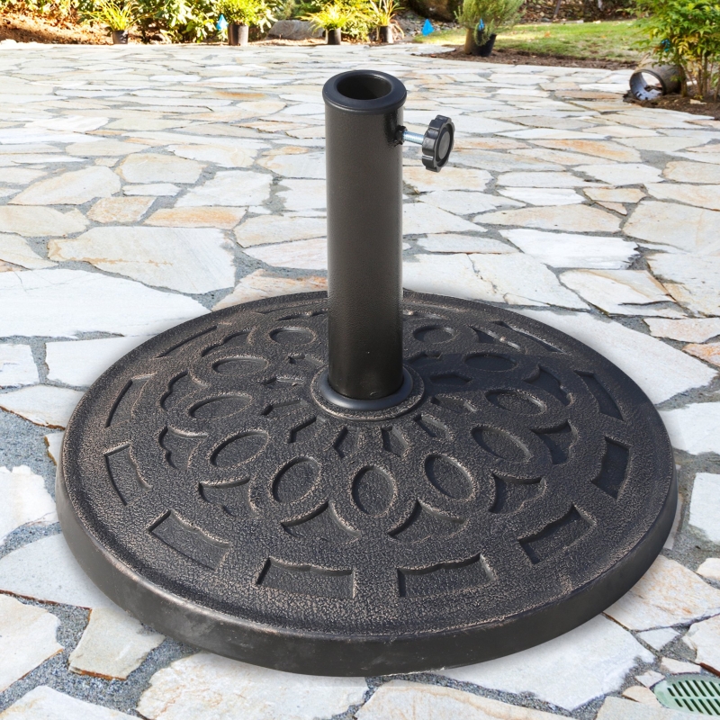 Best 14kg Round Garden Parasol Base Holder Decorative Resin Market Umbrella Stand with Adjustable Coupler, Bronze - Image 12