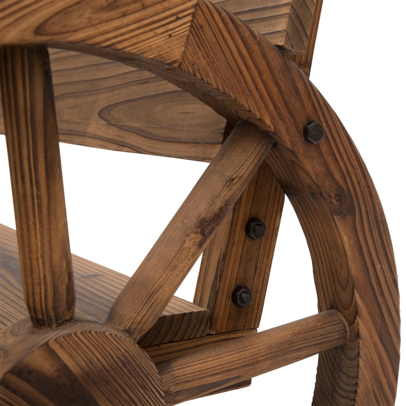 Best Fir Wood 2-Seater Outdoor Garden Wagon Wheel Bench - Image 10