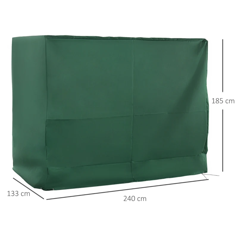 Best 3-Seat Outdoor Garden Swing Chair Protective Cover Water UV Resistant, 240L x 133Wcm, Green - Image 3