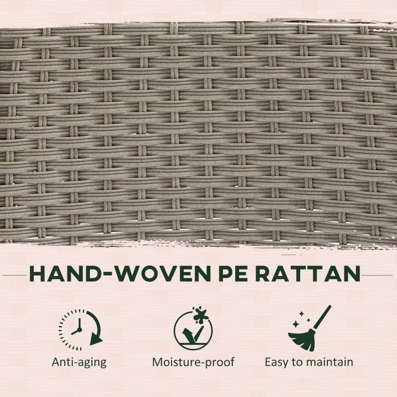 Best 4 Seater Rattan Garden Furniture Set with Cushions, Round PE Rattan Dining Set with Glass-Top Table, Umbrella Hole, Outdoor Garden Table and Chairs, Mixed Grey - Image 5