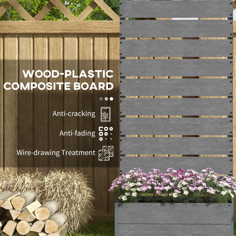 Best 34 x 69.5cm Garden Planter Box, with Back Trellis, Grey - Image 5