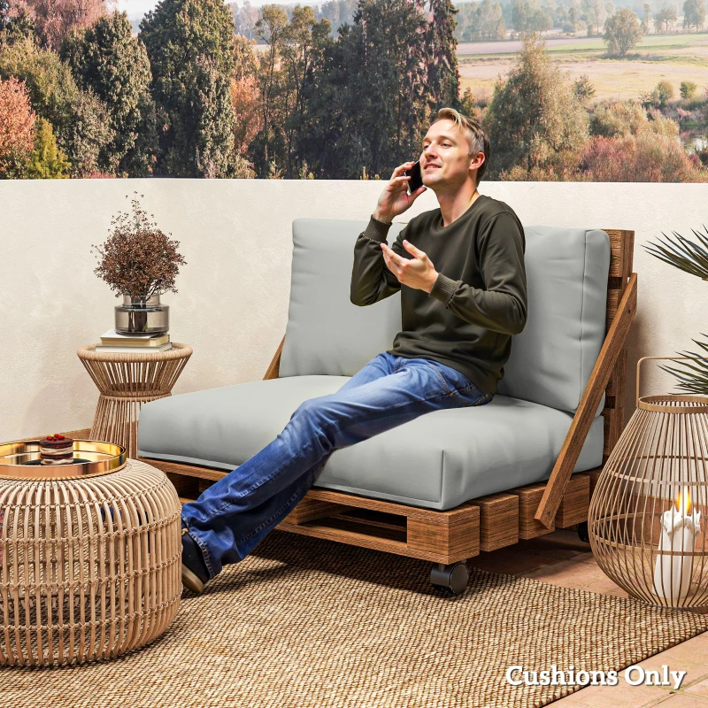 Best 2 Seater Pallet Furniture Cushions Pallet Cushions, UPF20+ 220gsm Fabric, 20 cm Thick Outdoor Seat Pads, Light Grey - Image 7