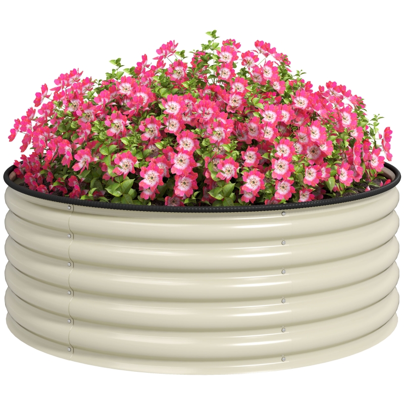 Best Galvanised Raised Garden Bed with Safety Edging, Outdoor Raised Planter Box with Gloves, 120 x 120 x 43cm, Cream White - Image 11