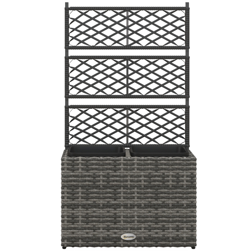 Best 22L Garden PE Rattan Planter with Trellis, Free Standing Flower Raised Bed with Two Plant Boxes for Garden, Garden Planter for Climbing Plants, 57cm x 30cm x 107cm, Mixed Grey - Image 11