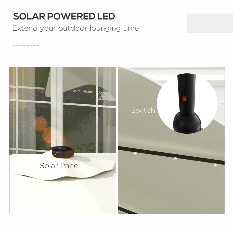 Best Solar Patio Umbrella with LED and Tilt, Outdoor Market Table Umbrella Parasol with Crank, 3 x 3 (m), Cream White - Image 4