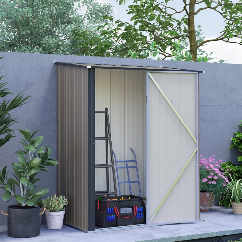 Best 5.3 x 3.1ft Corrugated Steel Garden Shed - Light Grey - Image 10