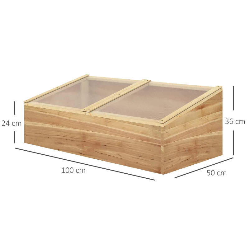 Best Wooden Cold Frame Greenhouse Garden Polycarbonate Grow House with Independent Openable Top Covers for Flowers, Vegetables, Plants, 100 x 50 x 36 cm, Natural - Image 3