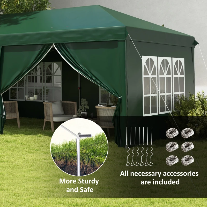 Best 3 x 6m Pop-Up Gazebo, with Curtain Walls and Windows - Dark Green - Image 6