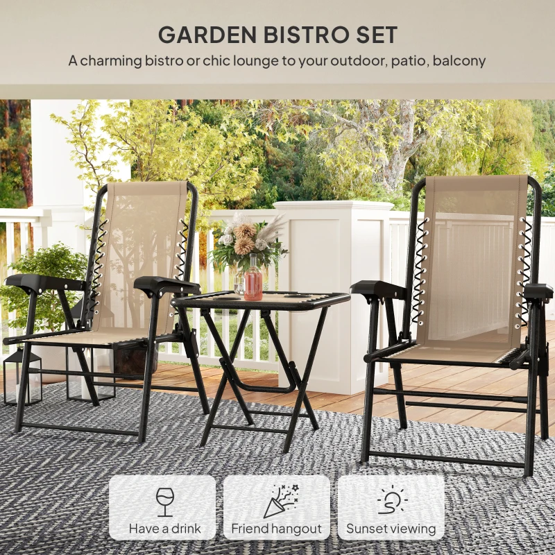 Best Three-Piece Garden Table and Chair Set - Khaki - Image 4