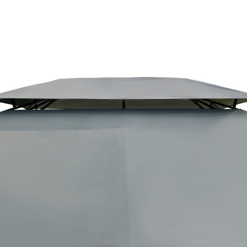 Best 4m x 3(m)Garden Gazebo, Double Roof Outdoor Gazebo Canopy Shelter with Curtains, Solid Steel Frame for Lawn and Deck, Grey - Image 13