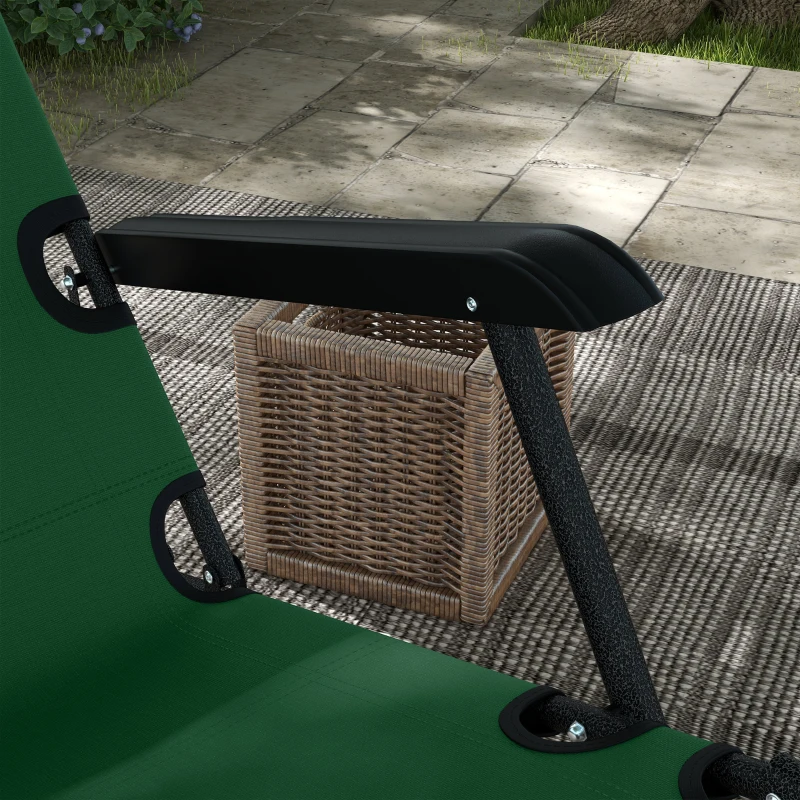 Best 2 Pack 2 in 1 Sun Lounger Folding Reclining Chairs Garden Outdoor Camping Adjustable Back with Pillow, Green - Image 7