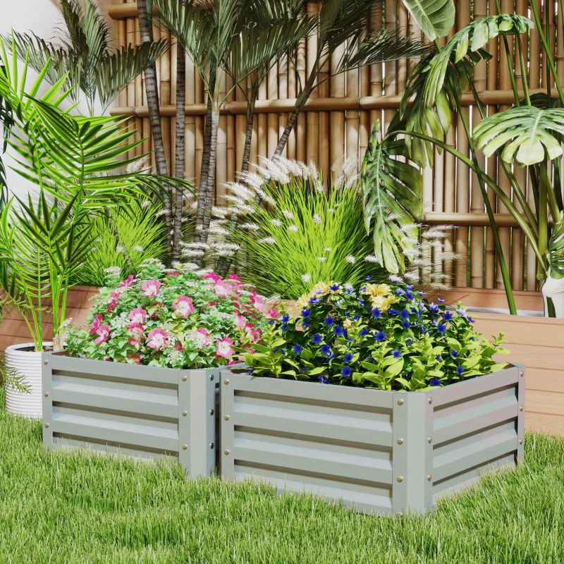 Best Set of Two 60 x 60cm Steel Planter Boxes - Light Grey - Image 10