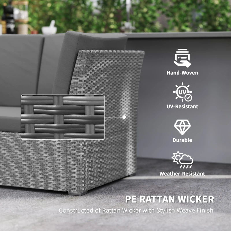 Best Seven-Piece Rattan Garden Sofa Set, with Expanding Table - Light Grey - Image 6