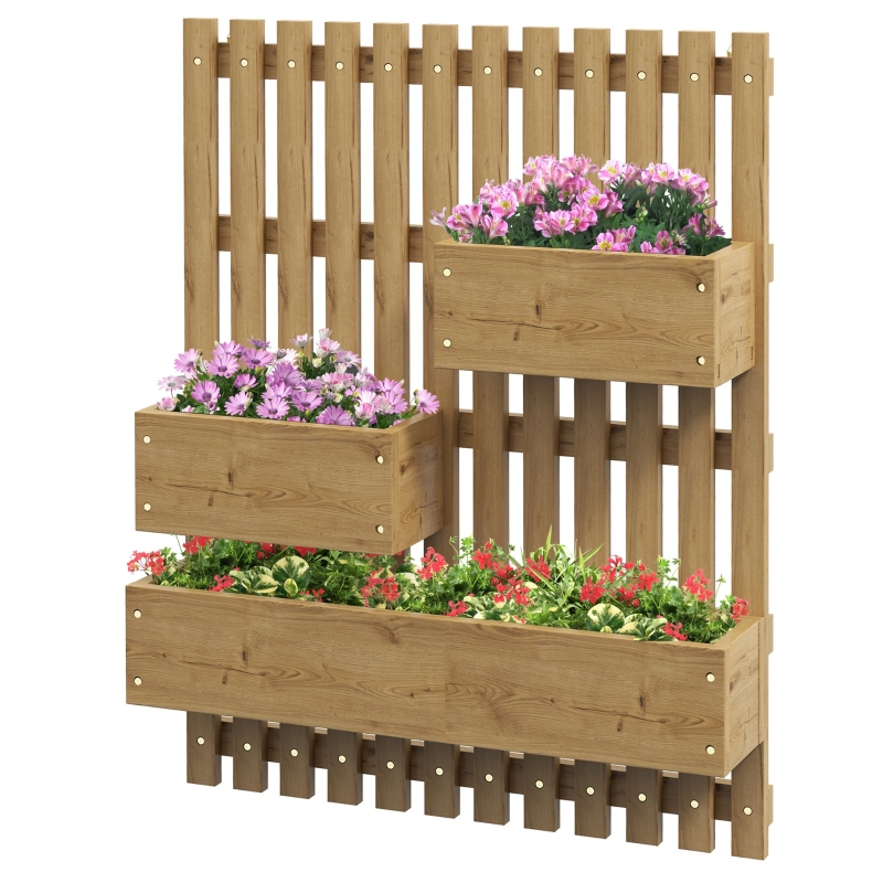 Best Wall-mounted Wooden Garden Planters with Trellis, Drainage Holes and 3 Planter Boxes for Patio, Carbonised - Image 11