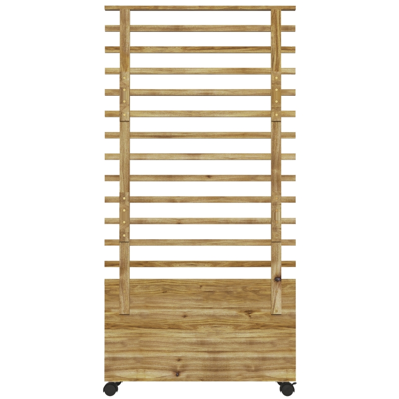 Best Wooden Raised Planter, with Back Trellis - Natural Finish - Image 10
