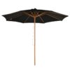 Best 3(m) Garden Parasol, Pulley Operated Patio Umbrella, Wooden Table Market Umbrella with Rope Pulley Mechanism and 8 Ribs, Black - Image 13