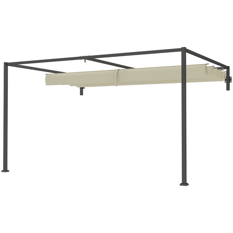 Best 3 x 4m Steel Pergola, with Retractable Canopy - Khaki - Image 11