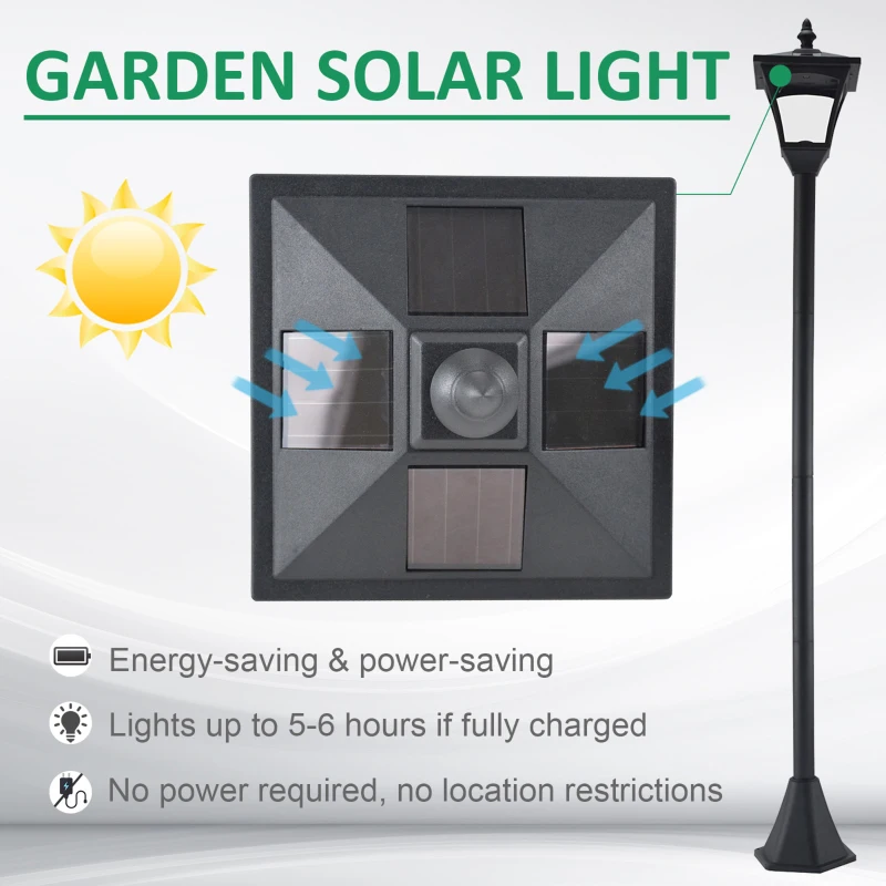 Best Outdoor Garden Solar Post Lamp Photosensitive LED Lantern Bollard Pathway 1.2M Tall Black - Image 6