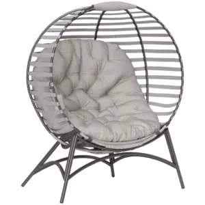 Best Egg Chair with Cushion & Side Pocket - Light Grey